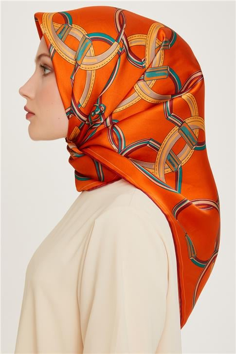 Armine Klasik Desenli Sura Saf İpek Eşarp 9203D 89
