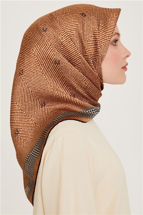 Armine Klasik Desenli Sura Saf İpek Eşarp 9252D 35