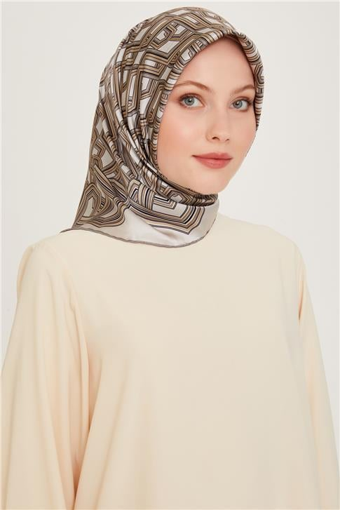 Armine Klasik Desenli Sura Saf İpek Eşarp 9213D 34