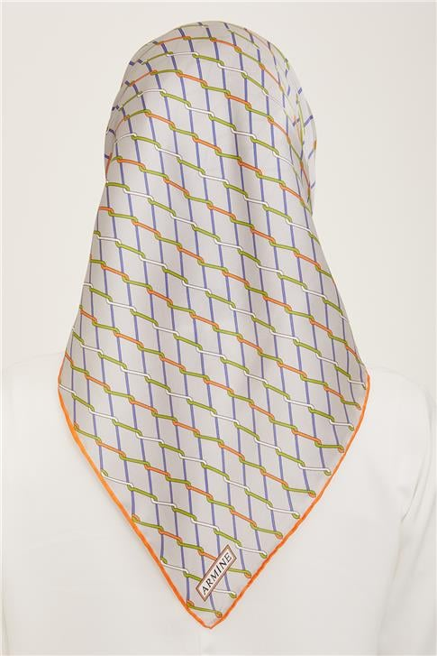 Armine Klasik Desenli Twill İpek Eşarp 24Ya9152 85 31