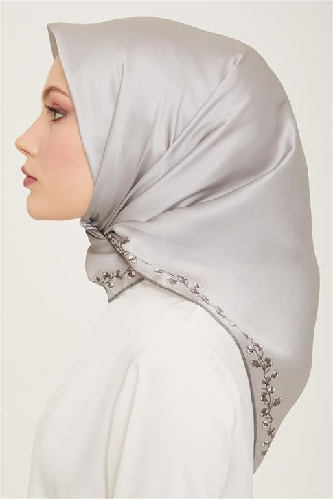 Armine Klasik Desenli Twill İpek Eşarp 24Ya9168 89 35
