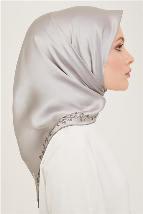 Armine Klasik Desenli Twill İpek Eşarp 24Ya9168 89 35