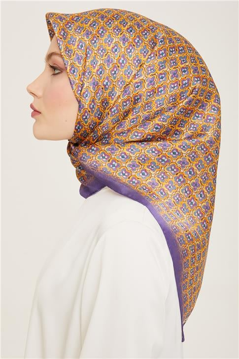Armine Klasik Desenli Twill İpek Eşarp 24Ya9134 67 33