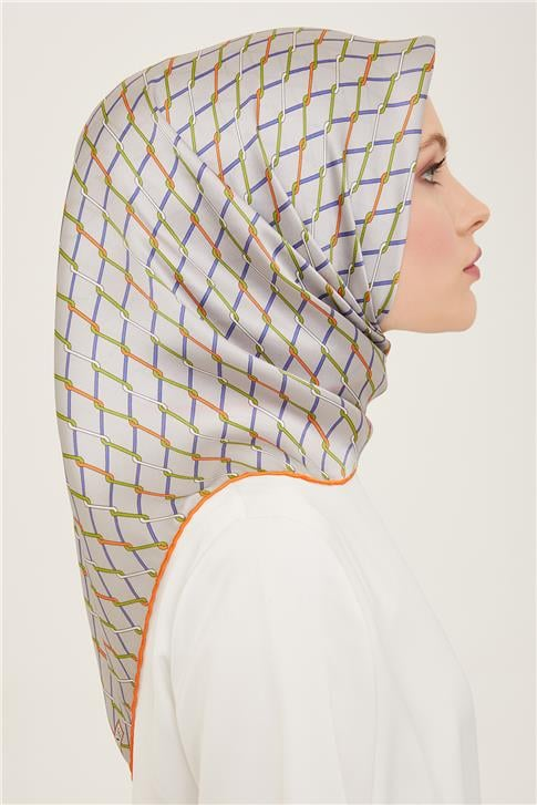 Armine Klasik Desenli Twill İpek Eşarp 24Ya9152 85 31