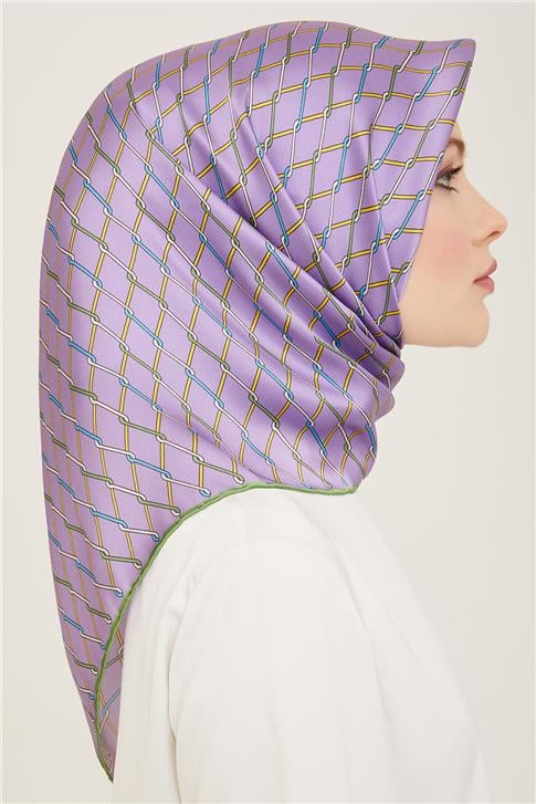 Armine Klasik Desenli Twill İpek Eşarp 24Ya9152 85 04