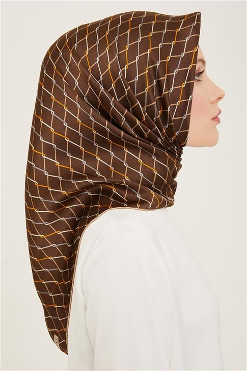 Armine Klasik Desenli Twill İpek Eşarp 24Ya9152 85 34