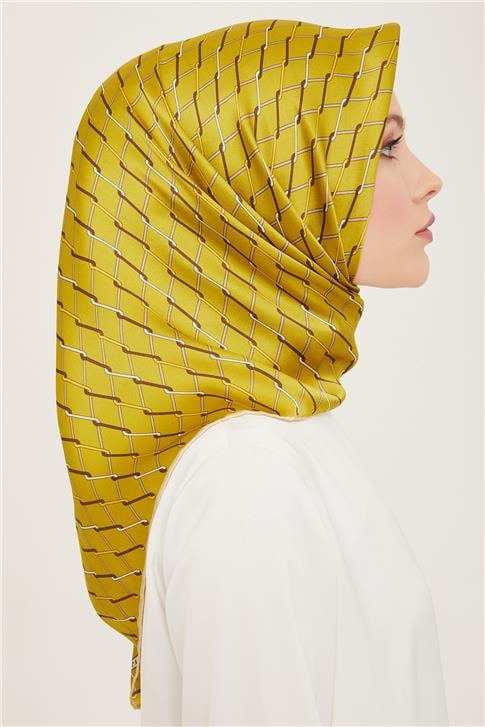 Armine Klasik Desenli Twill İpek Eşarp 24Ya9152 85 43