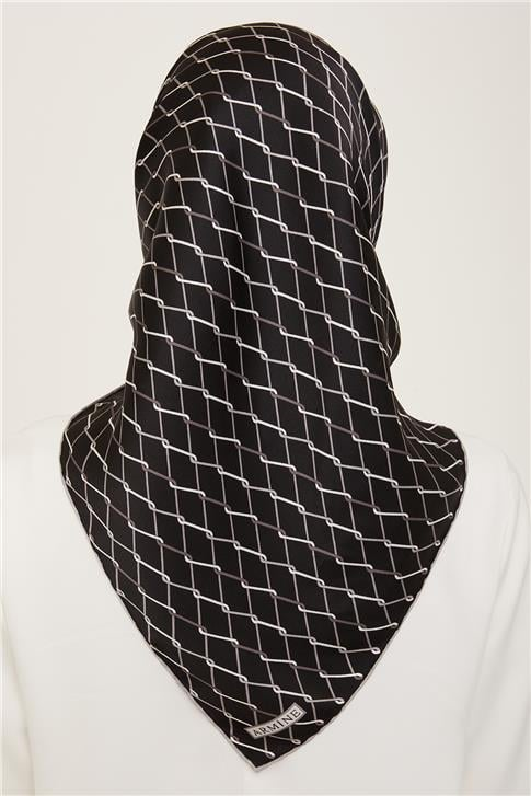 Armine Klasik Desenli Twill İpek Eşarp 24Ya9152 85 37