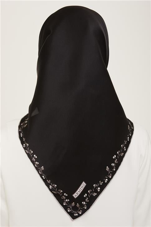 Armine Klasik Desenli Twill İpek Eşarp 24Ya9168 89 36