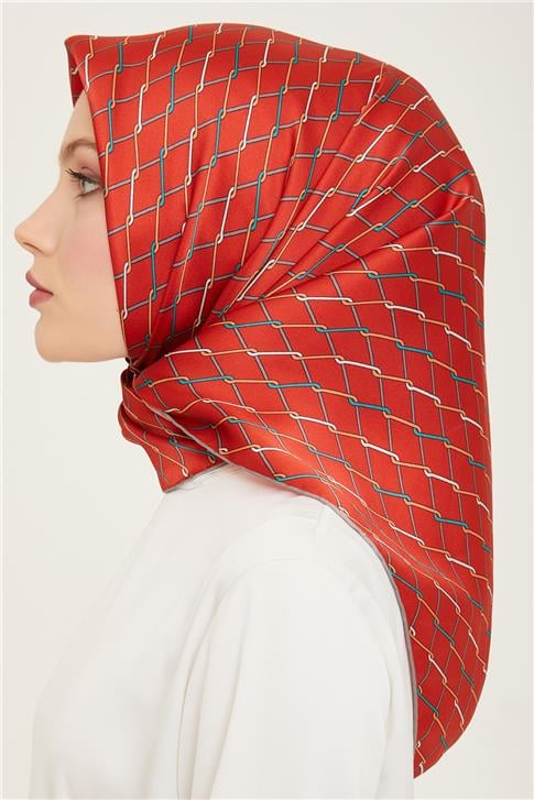 Armine Klasik Desenli Twill İpek Eşarp 24Ya9152 85 81