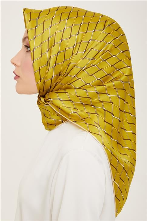 Armine Klasik Desenli Twill İpek Eşarp 24Ya9152 85 43