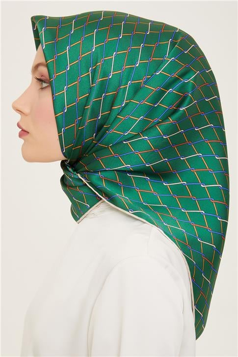 Armine Klasik Desenli Twill İpek Eşarp 24Ya9152 85 85