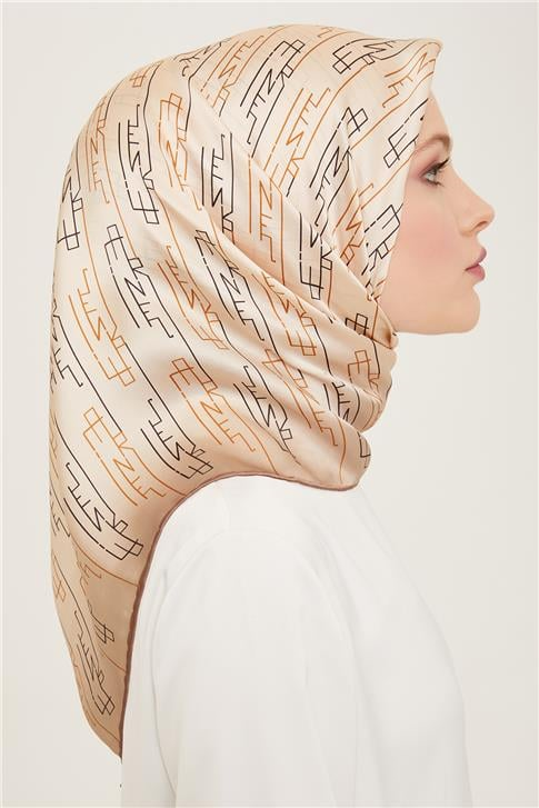Armine Klasik Desenli Twill İpek Eşarp 24Ya9142 53 52