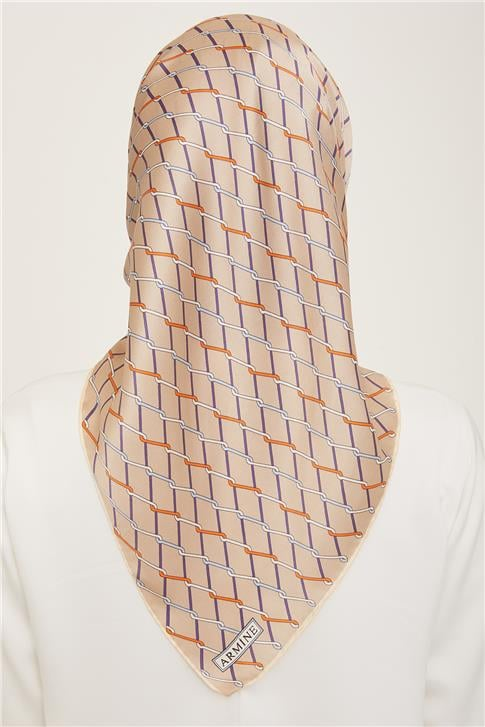 Armine Klasik Desenli Twill İpek Eşarp 24Ya9152 85 40