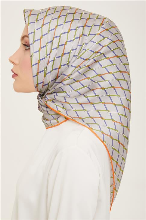 Armine Klasik Desenli Twill İpek Eşarp 24Ya9152 85 31