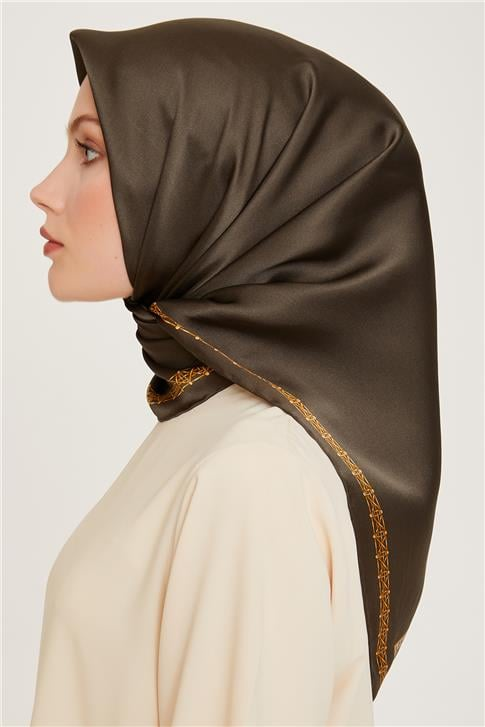 Armine Klasik Desenli Twill Saf İpek Eşarp 9260D 84