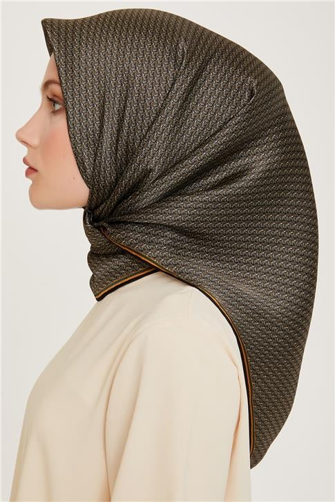 Armine Klasik Desenli Twill Saf İpek Eşarp 9250D 82