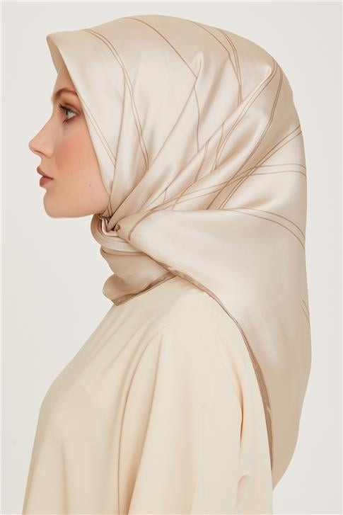 Armine Klasik Desenli Twill Saf İpek Eşarp 9251D 53