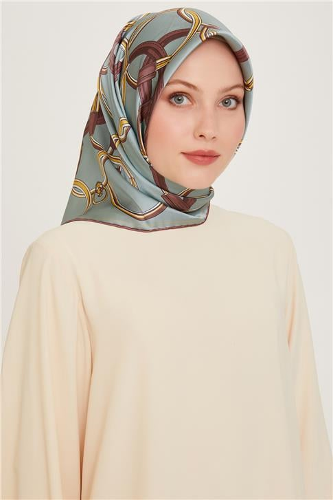 Armine Klasik Desenli Twill Saf İpek Eşarp 9203D 50