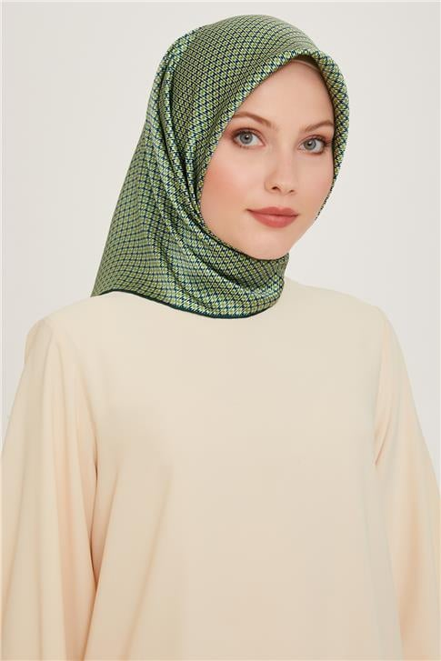 Armine Klasik Desenli Twill Saf İpek Eşarp 9210D 80 50