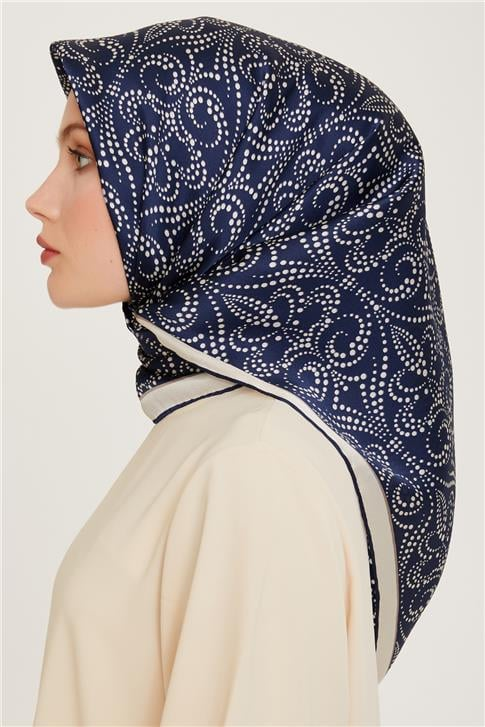 Armine Klasik Desenli Twill Saf İpek Eşarp 9246D 07