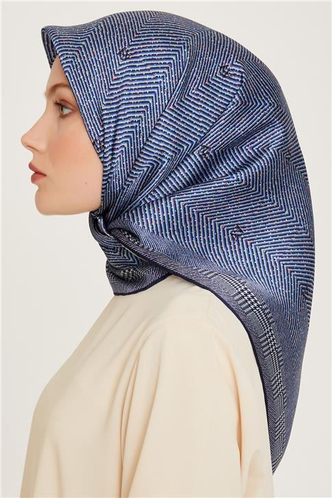 Armine Klasik Desenli Twill Saf İpek Eşarp 9252D 03 02