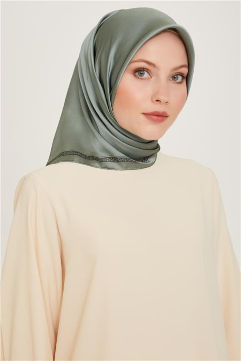 Armine Klasik Desenli Twill Saf İpek Eşarp 9261D 07 34