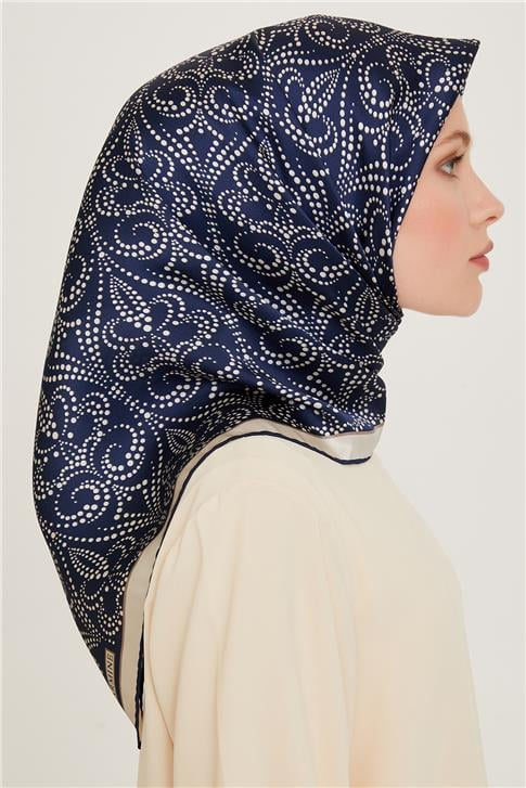 Armine Klasik Desenli Twill Saf İpek Eşarp 9246D 07