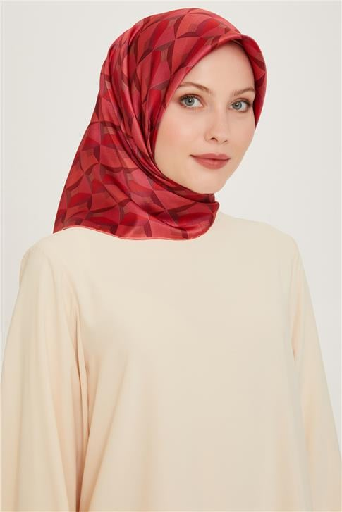 Armine Klasik Desenli Twill Saf İpek Eşarp 9204D 36