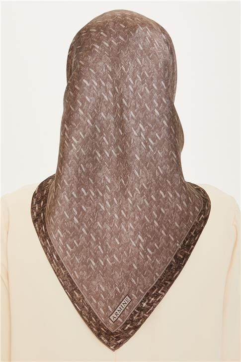 Armine Klasik Desenli Twill Saf İpek Eşarp 9230D 86