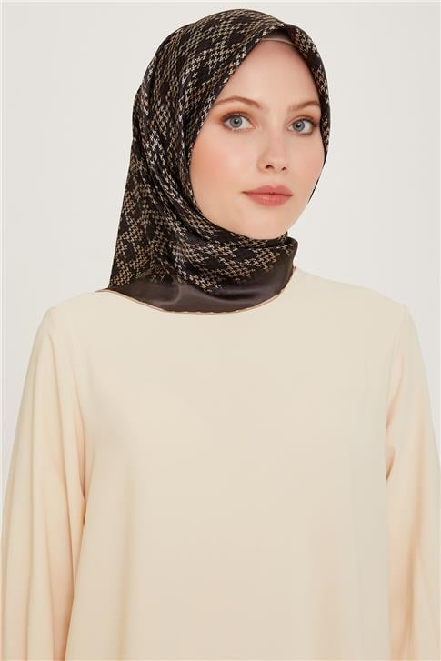 Armine Klasik Desenli Twill Saf İpek Eşarp 9239D 35