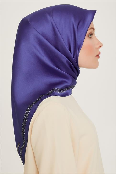 Armine Klasik Desenli Twill Saf İpek Eşarp 9260D 39