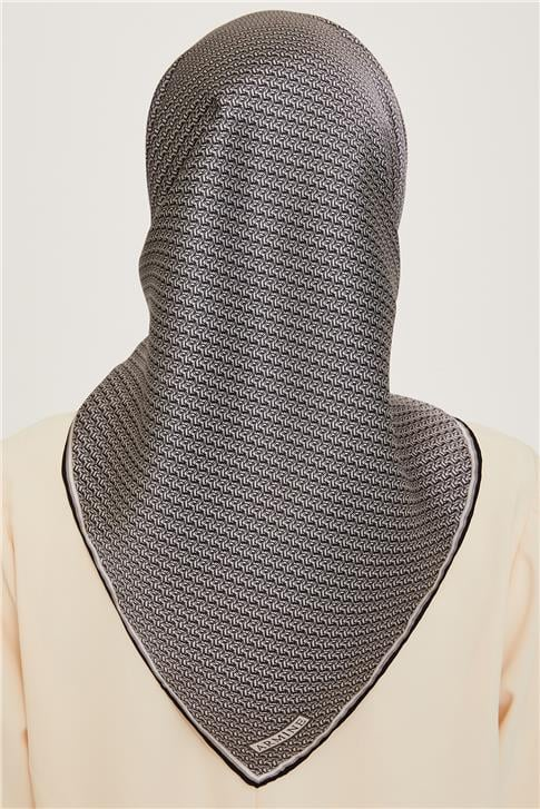 Armine Klasik Desenli Twill Saf İpek Eşarp 9250D 01