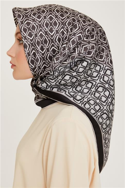 Armine Klasik Desenli Twill Saf İpek Eşarp 9248D 05 05