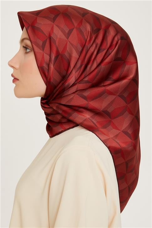 Armine Klasik Desenli Twill Saf İpek Eşarp 9204D 56