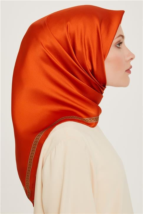 Armine Klasik Desenli Twill Saf İpek Eşarp 9261D 07 83