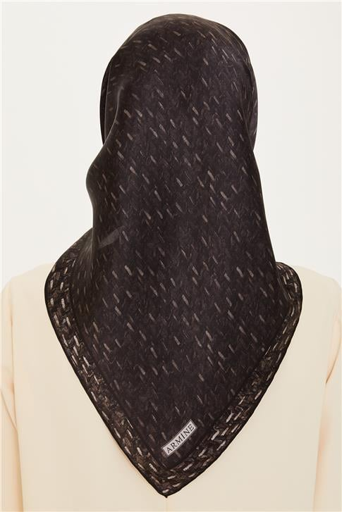Armine Klasik Desenli Twill Saf İpek Eşarp 9230D 50