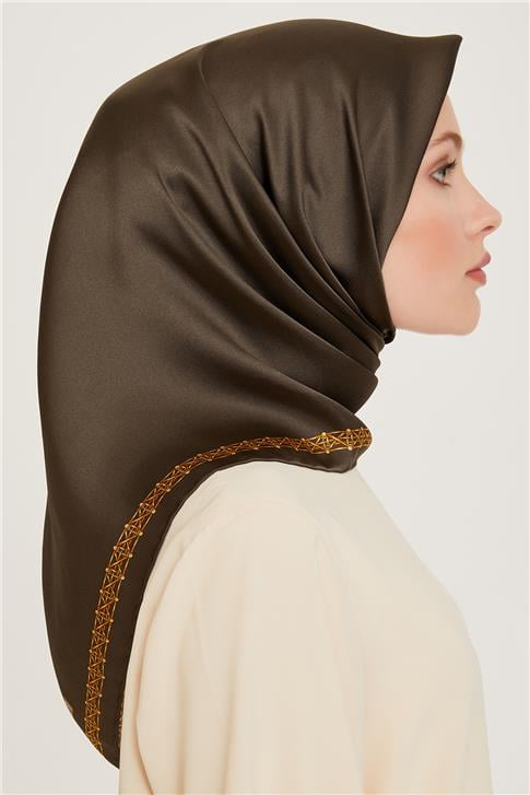 Armine Klasik Desenli Twill Saf İpek Eşarp 9260D 84