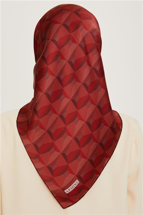 Armine Klasik Desenli Twill Saf İpek Eşarp 9204D 56