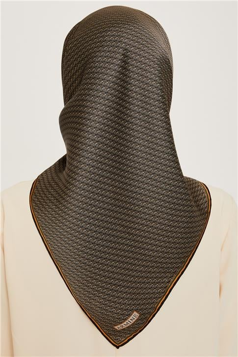Armine Klasik Desenli Twill Saf İpek Eşarp 9250D 82
