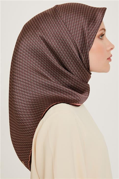 Armine Klasik Desenli Twill Saf İpek Eşarp 9250D 81