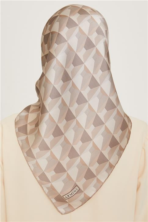 Armine Klasik Desenli Twill Saf İpek Eşarp 9204D 85