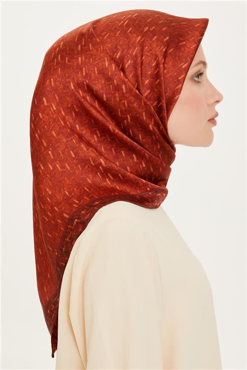 Armine Klasik Desenli Twill Saf İpek Eşarp 9230D 83
