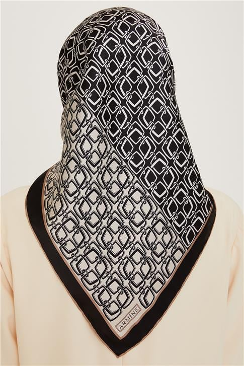 Armine Klasik Desenli Twill Saf İpek Eşarp 9248D 05 50