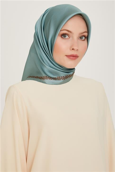 Armine Klasik Desenli Twill Saf İpek Eşarp 9260D 37