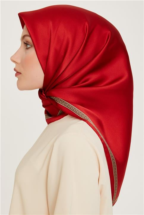 Armine Klasik Desenli Twill Saf İpek Eşarp 9261D 07 35