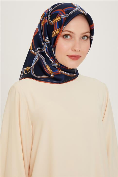 Armine Klasik Desenli Twill Saf İpek Eşarp 9203D 07