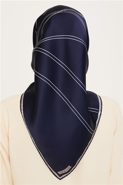 Armine Klasik Desenli Twill Saf İpek Eşarp 9251D 50