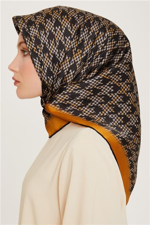 Armine Klasik Desenli Twill Saf İpek Eşarp 9239D 31