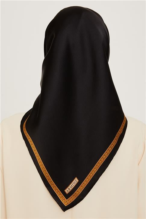 Armine Klasik Desenli Twill Saf İpek Eşarp 9261D 07 02